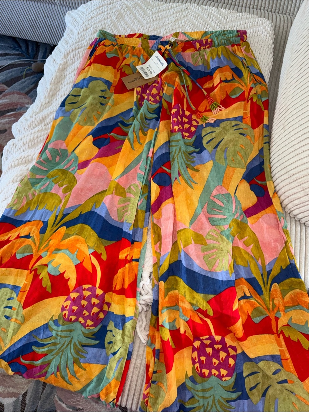 Christian Siriano Multi-Color Tropical Wide-Leg Pants